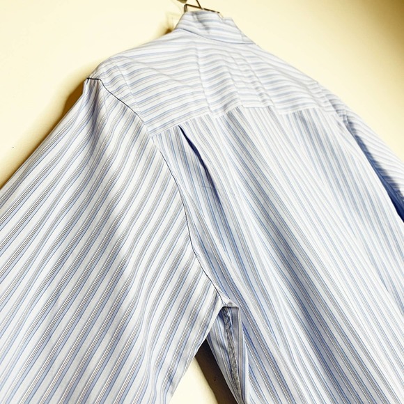 JOHN VARVATOS Blue Striped Button‎ Up Dress Shirt Long Sleeve Mens 41 / 16R - Picture 3 of 10
